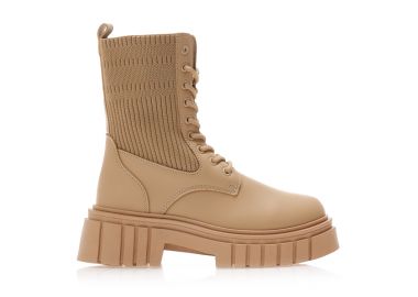 Αρβυλάκια πούρο δερματίνη με κορδόνια και πλεκτό σχέδιο ΠΟΥΡΟ - Tsoukalas - 