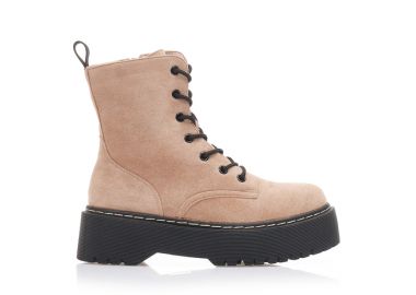 Αρβυλάκια πούρο σουέτ δίπατα με κορδόνια και φερμουάρ ΠΟΥΡΟ - Tsoukalas - 