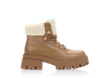 Αρβυλάκια πούρο σουέτ με δερματίνη λεπτομέρειες και κορδόνια ΠΟΥΡΟ - Tsoukalas - 