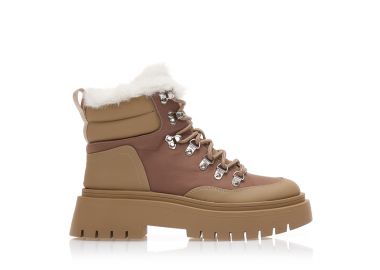 Αρβυλάκια πούρο υφασμάτινα και δερματίνη με κορδόνια και εσωτερική γούνα ΠΟΥΡΟ - Tsoukalas - 