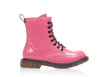 Αρβυλάκια ροζ λουστρίνι με κορδόνια ΡΟΖ - Tsoukalas - 