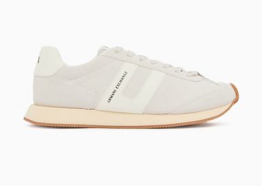 Armani Exchange ανδρικά suede sneakers με λογότυπο - XM002689AF17447 Υπόλευκο - ARMANI EXCHANGE - 