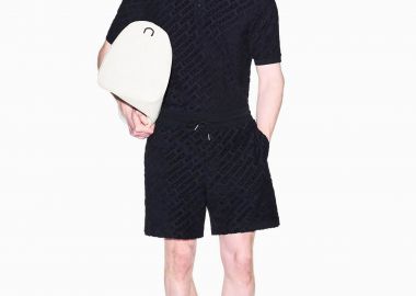 Armani Exchange ανδρική βερμούδα με all-over logo print Relaxed Fit - XM002348AF21860 Σκούρο Μπλε - ARMANI EXCHANGE - 