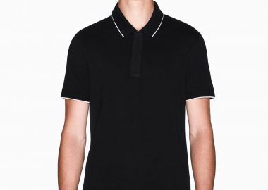 Armani Exchange ανδρική κοντομάνικη μπλούζα πόλο πικέ με λογότυπο στην πατιλέτα Slim Fit - XM001285AF10366 Μαύρο - ARMANI EXCHANGE - 