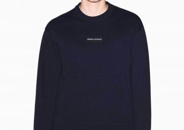 Armani Exchange ανδρική μπλούζα φούτερ με logo patch Regular Fit - XM002351AF21869 Σκούρο Μπλε - ARMANI EXCHANGE - 