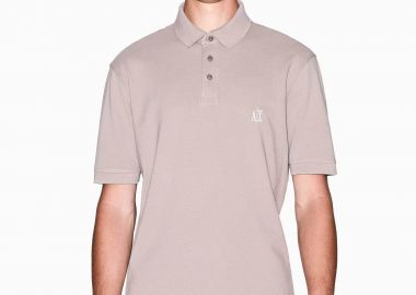 Armani Exchange ανδρική μπλούζα πόλο μονόχρωμη με ανάγλυφο λογότυπο Regular Fit - XM000367AF13022 Μπεζ - ARMANI EXCHANGE - 