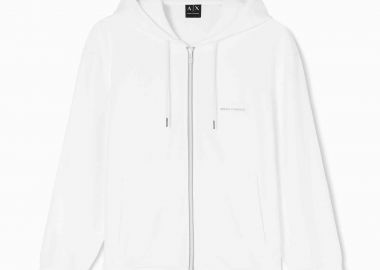Armani Exchange ανδρική ζακέτα φούτερ με κουκούλα και λογότυπο Regular Fit - XM002352AF21869 Κρέμ - ARMANI EXCHANGE - 