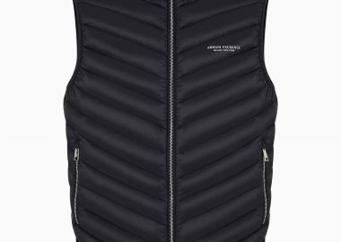 Armani Exchange ανδρικό αμάνικο μπουφάν καπιτονέ με λογότυπο - 8NZQ52ZNW3Z Μαύρο - ARMANI EXCHANGE - 