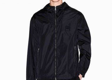 Armani Exchange ανδρικό αντιανεμικό μπουφάν μονόχρωμο με κουκούλα - XM000342AF12285 Μαύρο - ARMANI EXCHANGE - 
