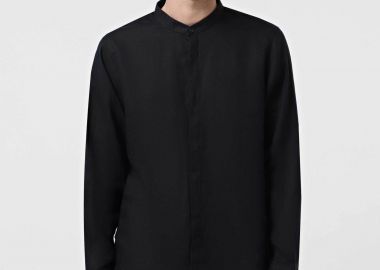 Armani Exchange ανδρικό λινό πουκάμισο με μάο γιακά - XM001222AF14619 Σκούρο Μπλε - ARMANI EXCHANGE - 