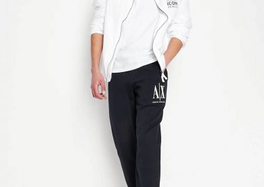 Armani Exchange ανδρικό παντελόνι φόρμας με κεντημένο λογότυπο - 8NZPPAZJ1ZZ Μπλε Σκούρο - ARMANI EXCHANGE - 