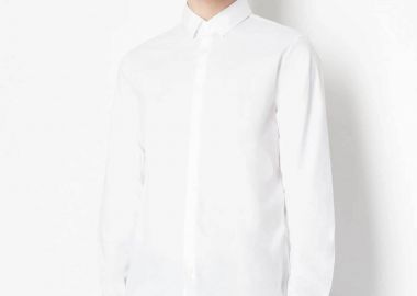 Armani Exchange ανδρικό πουκάμισο μονόχρωμο με κεντημένο logo - 8NZC31ZN28Z Λευκό - ARMANI EXCHANGE - 