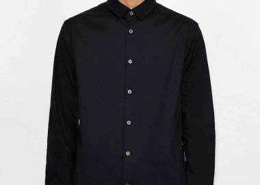 Armani Exchange ανδρικό πουκάμισο μονόχρωμο με κεντημένο logo - 8NZC31ZN28Z Μπλε Σκούρο - ARMANI EXCHANGE - 