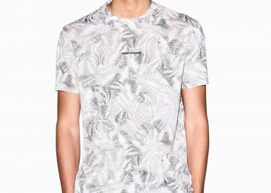 Armani Exchange ανδρικό T-shirt με all-over print και κεντημένο λογότυπο Regular Fit - XM002502AF10358 Μπεζ - ARMANI EXCHANGE - 