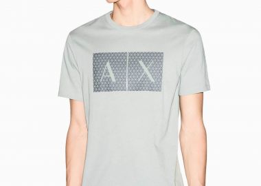Armani Exchange ανδρικό T-shirt με graphic logo print Regular Fit - 8NZTCKZ8H4Z Πράσινο Μέντας - ARMANI EXCHANGE - 