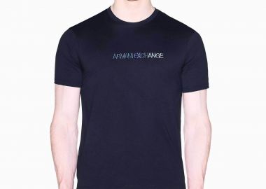 Armani Exchange ανδρικό T-shirt με κεντημένο λογότυπο Slim Fit - XM002785AF10358 Σκούρο Μπλε - ARMANI EXCHANGE - 