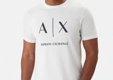 Armani Exchange ανδρικό T-shirt με logo print Slim Fit - XM002683AF10356 Κρέμ - ARMANI EXCHANGE - 