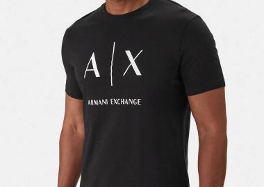 Armani Exchange ανδρικό T-shirt με logo print Slim Fit - XM002683AF10356 Μαύρο - ARMANI EXCHANGE - 
