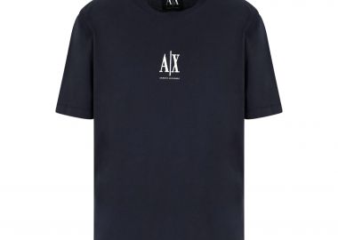 Armani Exchange ανδρικό T-shirt μονόχρωμο με λογότυπο Regular Fit - XM000363AF12308 Σκούρο Μπλε - ARMANI EXCHANGE - 