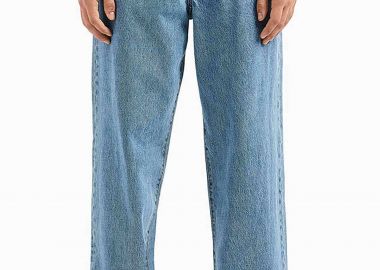 Armani Exchange ανδρικό τζιν παντελόνι πεντάτσεπο με logo patch Loose Fit - 6DZJ83Z1ZSZ Denim Blue - ARMANI EXCHANGE - 