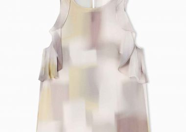Armani Exchange γυναικεία αμάνικη μπλούζα με βολάν και all-over print - XW001965AF21554 Μπεζ - ARMANI EXCHANGE - 