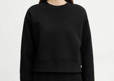 Armani Exchange γυναικεία cropped μπλούζα φούτερ με monogram - XW001828AF10818 Μαύρο - ARMANI EXCHANGE - 