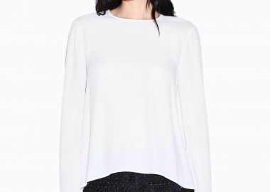 Armani Exchange γυναικεία μπλούζα με ασύμμετρο τελείωμα - XW001796AF16117 Λευκό - ARMANI EXCHANGE - 