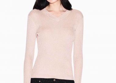 Armani Exchange γυναικεία πλεκτή μπλούζα με V λαιμόκοψη - XW001874AF11957 Μπεζ - ARMANI EXCHANGE - 
