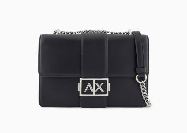 Armani Exchange γυναικεία τσάντα ώμου με αλυσίδα - XW000070AF12039 Μαύρο - ARMANI EXCHANGE - 