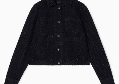 Armani Exchange γυναικείο denim μπουφάν με στρας - XW001820AF18855 Μαύρο - ARMANI EXCHANGE - 