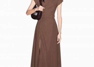 Armani Exchange γυναικείο midi φόρεμα με ψηλό λαιμό - XW002838AF21529 Καφέ - ARMANI EXCHANGE - 