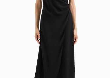 Armani Exchange γυναικείο midi φόρεμα με τιράντες με στρας Slim Fit - XW000028AF10264 Μαύρο - ARMANI EXCHANGE - 