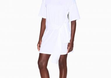 Armani Exchange γυναικείο mini φόρεμα με λογότυπο και ζώνη - XW002085AF10356 Λευκό - ARMANI EXCHANGE - 