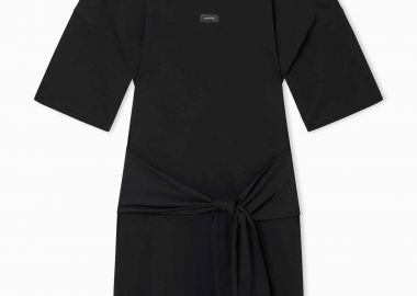 Armani Exchange γυναικείο mini φόρεμα με λογότυπο και ζώνη - XW002085AF10356 Μαύρο - ARMANI EXCHANGE - 
