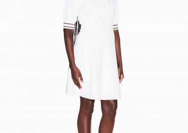 Armani Exchange γυναικείο mini φόρεμα πόλο ribbed με λογότυπο Flared Fit - XW001739AF13401 Λευκό - ARMANI EXCHANGE - 