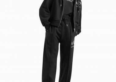Armani Exchange γυναικείο παντελόνι φόρμας με λογότυπο και στρας - 3DYP75YJFEZ Μαύρο - ARMANI EXCHANGE - 