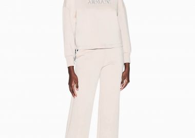 Armani Exchange γυναικείο παντελόνι φόρμας με monogram Regular Fit - XW002840AF21298 Μπεζ - ARMANI EXCHANGE - 