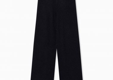 Armani Exchange γυναικείο παντελόνι ribbed με ελαστική μέση και μεταλλικές ίνες Regular Fit - XW001878AF11957 Μαύρο - ARMANI EXCHANGE - 