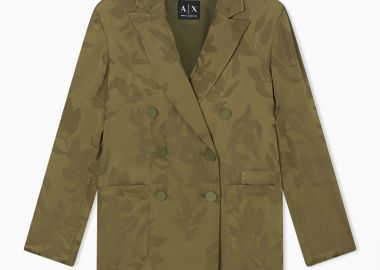 Armani Exchange γυναικείο σακάκι με all-over print και σταυρωτό κλείσιμο Slim Fit - XW002010AF21551 Λαδί - ARMANI EXCHANGE - 