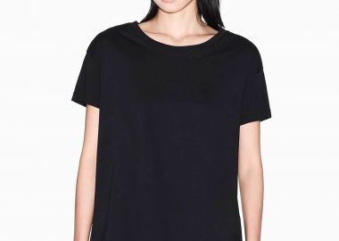Armani Exchange γυναικείο T-shirt με ανάγλυφο λογότυπο - XW001356AF10356 Μαύρο - ARMANI EXCHANGE - 