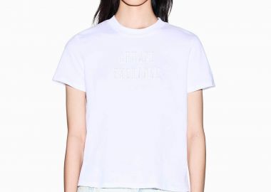 Armani Exchange γυναικείο T-shirt με κεντημένο λογότυπο Relaxed Fit - XW002334AF10358 Λευκό - ARMANI EXCHANGE - 