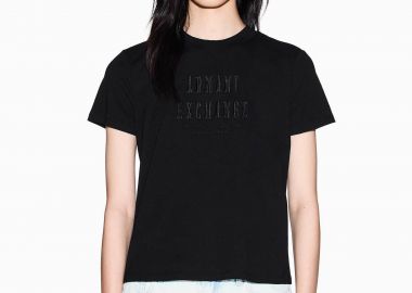 Armani Exchange γυναικείο T-shirt με κεντημένο λογότυπο Relaxed Fit - XW002334AF10358 Μαύρο - ARMANI EXCHANGE - 