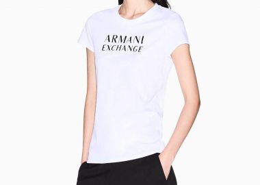 Armani Exchange γυναικείο T-shirt με logo Slim Fit - XW001357AF10356 Λευκό - ARMANI EXCHANGE - 