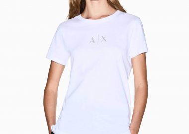 Armani Exchange γυναικείο T-shirt με λογότυπο Regular Fit - XW001459AF10356 Λευκό - ARMANI EXCHANGE - 