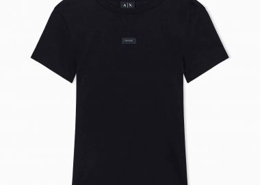 Armani Exchange γυναικείο T-shirt με λογότυπο Regular Fit - XW002316AF10358 Μαύρο - ARMANI EXCHANGE - 