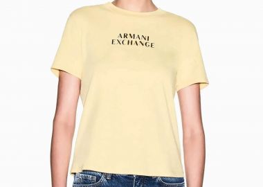 Armani Exchange γυναικείο T-shirt με λογότυπο Regular Fit - XW002324AF10356 Κίτρινο Ανοιχτό - ARMANI EXCHANGE - 