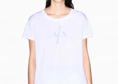 Armani Exchange γυναικείο T-shirt με λογότυπο Relaxed Fit - XW001712AF10356 Λευκό - ARMANI EXCHANGE - 