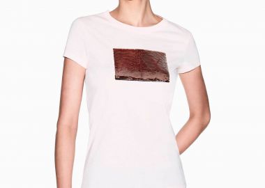 Armani Exchange γυναικείο T-shirt με monogram από παγιέτα Slim Fit - 8NYTDLYJ73Z Ροζ Ανοιχτό - ARMANI EXCHANGE - 