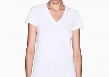 Armani Exchange γυναικείο T-shirt με V και λογότυπο Slim Fit - XW002315AF16294 Λευκό - ARMANI EXCHANGE - 