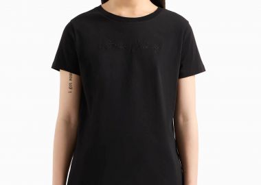 Armani Exchange γυναικείο T-shirt μονόχρωμο με logo print Regular Fit - XW000839AF10356 Μαύρο - ARMANI EXCHANGE - 